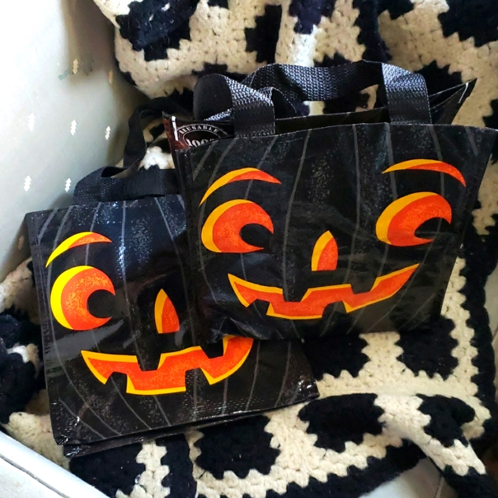 2 Jack o Lantern Pumpkin Halloween trick or Treat Lunch bags TJ Maxx Kids tote